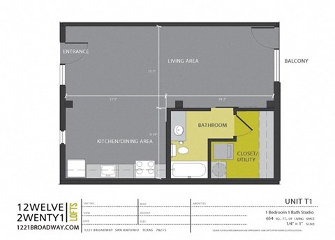 a floor plan of a unit with a bedroom and a bathroom